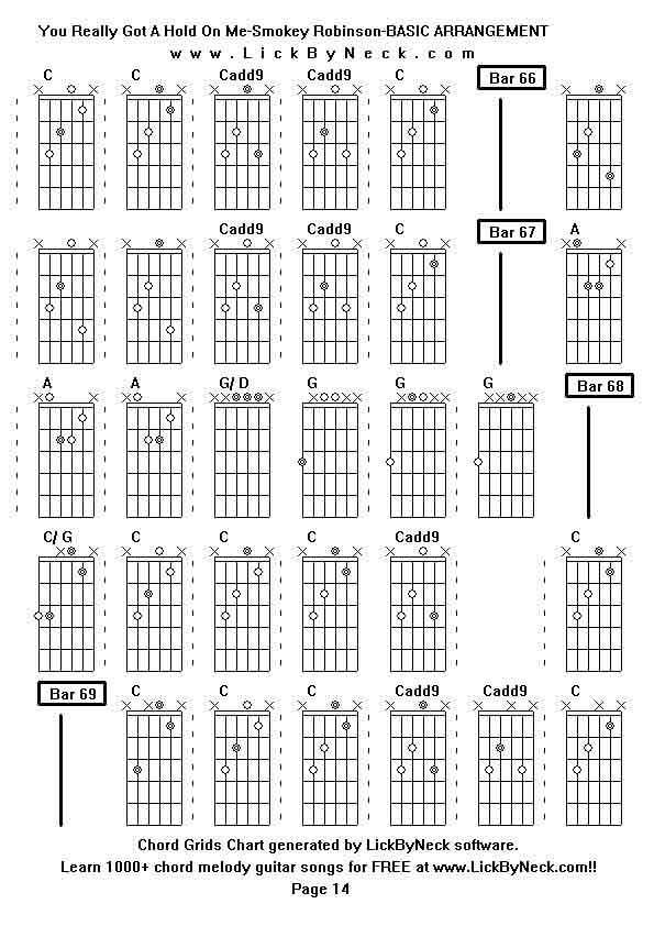 Chord Grids Chart of chord melody fingerstyle guitar song-You Really Got A Hold On Me-Smokey Robinson-BASIC ARRANGEMENT,generated by LickByNeck software.